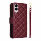 For Samsung Galaxy S25 Edge 5G Crossbody Rhombic Zipper Tower Buckle Leather Phone Case with Lanyard(Wine Red) - 3