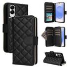For Samsung Galaxy S25 Edge 5G Crossbody Rhombic Zipper Tower Buckle Leather Phone Case with Lanyard(Black) - 1