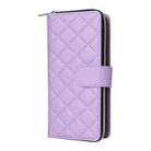 For Samsung Galaxy S25 FE 5G Crossbody Rhombic Zipper Tower Buckle Leather Phone Case with Lanyard(Purple) - 2