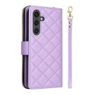 For Samsung Galaxy S25 FE 5G Crossbody Rhombic Zipper Tower Buckle Leather Phone Case with Lanyard(Purple) - 3