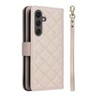 For Samsung Galaxy S25 FE 5G Crossbody Rhombic Zipper Tower Buckle Leather Phone Case with Lanyard(Beige) - 3