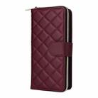For Samsung Galaxy S25 FE 5G Crossbody Rhombic Zipper Tower Buckle Leather Phone Case with Lanyard(Wine Red) - 2