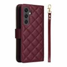 For Samsung Galaxy S25 FE 5G Crossbody Rhombic Zipper Tower Buckle Leather Phone Case with Lanyard(Wine Red) - 3
