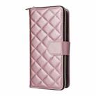 For Samsung Galaxy S25 FE 5G Crossbody Rhombic Zipper Tower Buckle Leather Phone Case with Lanyard(Rose Gold) - 2