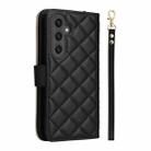 For Samsung Galaxy S25 FE 5G Crossbody Rhombic Zipper Tower Buckle Leather Phone Case with Lanyard(Black) - 3