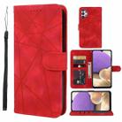 For Samsung Galaxy A32 5G Skin Feel Geometric Lines Leather Phone Case(Red) - 1