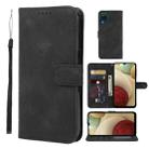 For Samsung Galaxy A12 Skin Feel Geometric Lines Leather Phone Case(Black) - 1