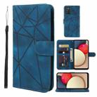 For Samsung Galaxy A02s US Skin Feel Geometric Lines Leather Phone Case(Blue) - 1