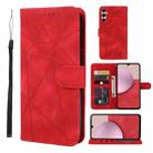 For Samsung Galaxy A14 5G / 4G Skin Feel Geometric Lines Leather Phone Case(Red) - 1