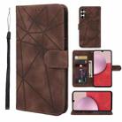 For Samsung Galaxy A14 5G / 4G Skin Feel Geometric Lines Leather Phone Case(Brown) - 1