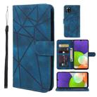 For Samsung Galaxy A22 4G Skin Feel Geometric Lines Leather Phone Case(Blue) - 1