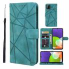 For Samsung Galaxy A22 4G Skin Feel Geometric Lines Leather Phone Case(Green) - 1