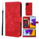 For Samsung Galaxy A22 5G Skin Feel Geometric Lines Leather Phone Case(Red) - 1