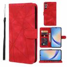For Samsung Galaxy A34 5G Skin Feel Geometric Lines Leather Phone Case(Red) - 1