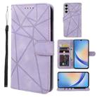 For Samsung Galaxy A34 5G Skin Feel Geometric Lines Leather Phone Case(Purple) - 1