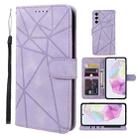 For Samsung Galaxy A35 5G Skin Feel Geometric Lines Leather Phone Case(Purple) - 1