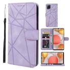 For Samsung Galaxy A42 5G Skin Feel Geometric Lines Leather Phone Case(Purple) - 1