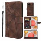 For Samsung Galaxy A42 5G Skin Feel Geometric Lines Leather Phone Case(Brown) - 1