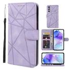 For Samsung Galaxy A55 5G Skin Feel Geometric Lines Leather Phone Case(Purple) - 1