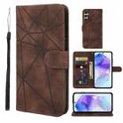 For Samsung Galaxy A55 5G Skin Feel Geometric Lines Leather Phone Case(Brown) - 1