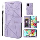 For Samsung Galaxy A71 5G Skin Feel Geometric Lines Leather Phone Case(Purple) - 1
