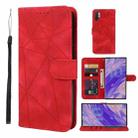 For Samsung Galaxy Note10+ Skin Feel Geometric Lines Leather Phone Case(Red) - 1
