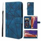 For Samsung Galaxy Note20 Skin Feel Geometric Lines Leather Phone Case(Blue) - 1