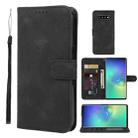 For Samsung Galaxy S10+ Skin Feel Geometric Lines Leather Phone Case(Black) - 1