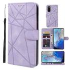 For Samsung Galaxy S20 Skin Feel Geometric Lines Leather Phone Case(Purple) - 1