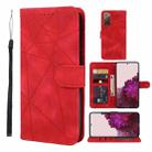 For Samsung Galaxy S20 FE Skin Feel Geometric Lines Leather Phone Case(Red) - 1