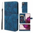 For Samsung Galaxy S20 FE Skin Feel Geometric Lines Leather Phone Case(Blue) - 1