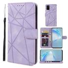 For Samsung Galaxy S20+ Skin Feel Geometric Lines Leather Phone Case(Purple) - 1