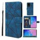 For Samsung Galaxy S20 Ultra Skin Feel Geometric Lines Leather Phone Case(Blue) - 1