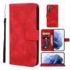 For Samsung Galaxy S21 5G Skin Feel Geometric Lines Leather Phone Case(Red) - 1