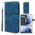 For Samsung Galaxy S21 5G Skin Feel Geometric Lines Leather Phone Case(Blue) - 1