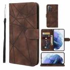 For Samsung Galaxy S21 5G Skin Feel Geometric Lines Leather Phone Case(Brown) - 1