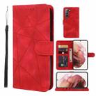 For Samsung Galaxy S21+ 5G Skin Feel Geometric Lines Leather Phone Case(Red) - 1