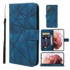 For Samsung Galaxy S21+ 5G Skin Feel Geometric Lines Leather Phone Case(Blue) - 1