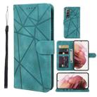 For Samsung Galaxy S21+ 5G Skin Feel Geometric Lines Leather Phone Case(Green) - 1