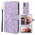 For Samsung Galaxy S21+ 5G Skin Feel Geometric Lines Leather Phone Case(Purple) - 1