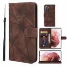 For Samsung Galaxy S21+ 5G Skin Feel Geometric Lines Leather Phone Case(Brown) - 1