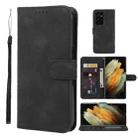 For Samsung Galaxy S21 Ultra 5G Skin Feel Geometric Lines Leather Phone Case(Black) - 1
