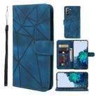 For Samsung Galaxy S22 5G Skin Feel Geometric Lines Leather Phone Case(Blue) - 1