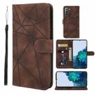 For Samsung Galaxy S22 5G Skin Feel Geometric Lines Leather Phone Case(Brown) - 1