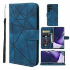 For Samsung Galaxy S22 Ultra 5G Skin Feel Geometric Lines Leather Phone Case(Blue) - 1