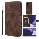 For Samsung Galaxy S22 Ultra 5G Skin Feel Geometric Lines Leather Phone Case(Brown) - 1