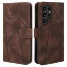 For Samsung Galaxy S22 Ultra 5G Skin Feel Geometric Lines Leather Phone Case(Brown) - 2