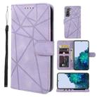 For Samsung Galaxy S22+ 5G Skin Feel Geometric Lines Leather Phone Case(Purple) - 1