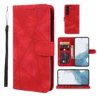 For Samsung Galaxy S23 5G Skin Feel Geometric Lines Leather Phone Case(Red) - 1