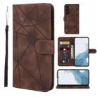For Samsung Galaxy S23 5G Skin Feel Geometric Lines Leather Phone Case(Brown) - 1